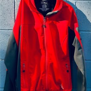 L.L. Bean Windproof Red and Gray Jacket.